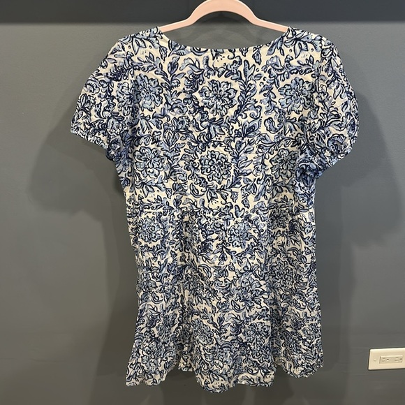 SAIL TO SABLE  MEDALLION PRINT SHORT SLEEVE V-NECK DRESS 100% COTTON LINED L - Picture 5 of 6